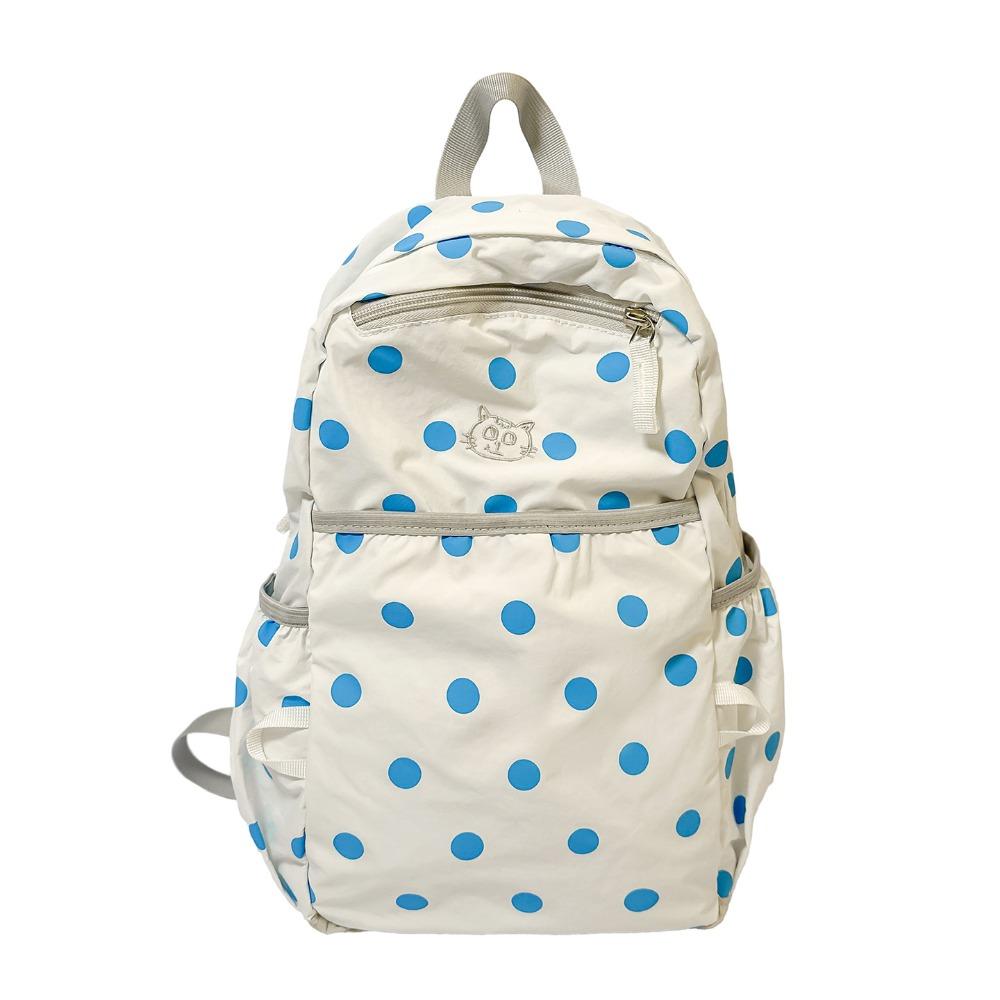 Minimalist Nylon Rucksack Embroidered Cat Student School Bag Cute Polka Dot Backpack  Gift