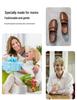 Retro Rutschfeste Atmungsaktive Slipper aus Leder für Mittelalte und Ältere Frauen