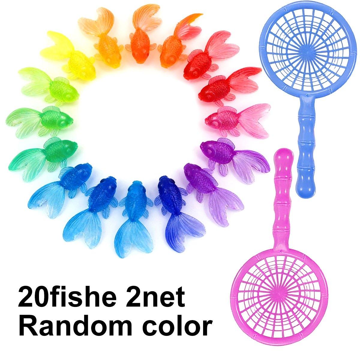 

20Pcs Plastic Floating Fake Goldfish with 2 Nets - Realistic No-Battery Water Decor | Pet Use Only for Indoor/Outdoor, ZSY