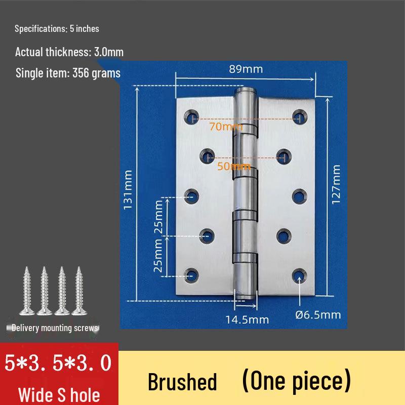 304 Stainless Steel American-Style Widened Hinge for Wood, Metal, and Fire Doors