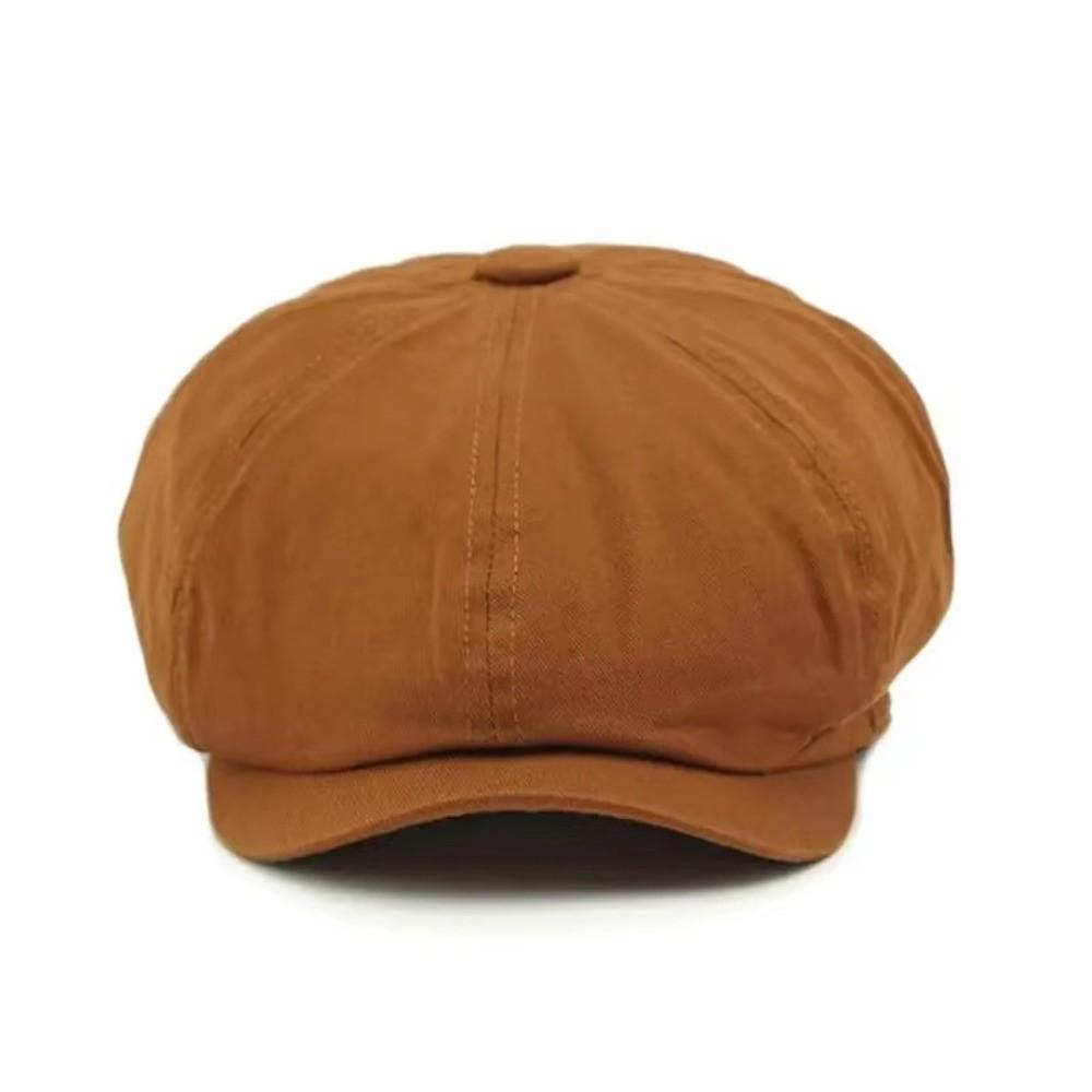 Solid Color Octagonal Hat Cotton Newsboy Caps Street Style Artist Painter Cap  Unisex
