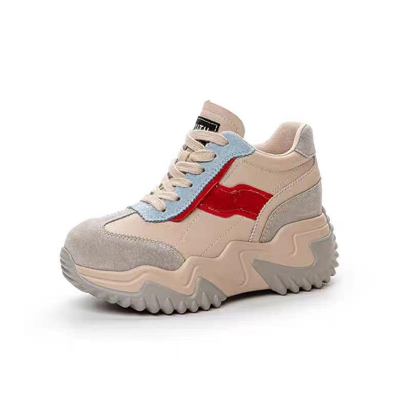 New personalized color matching sports shoes student outdoor casual muffin thick sole inner height increase heel dad shoes