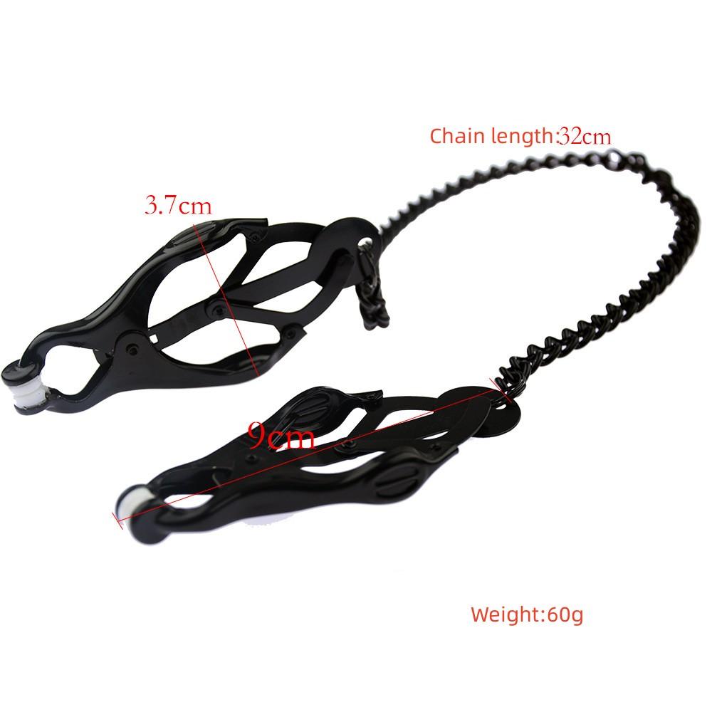 Erotic BDSM Unisex Metal Japanese Clover Style Body Nipple Clamps Brutal Bondage Restraint Dark Chain Sex Toy
