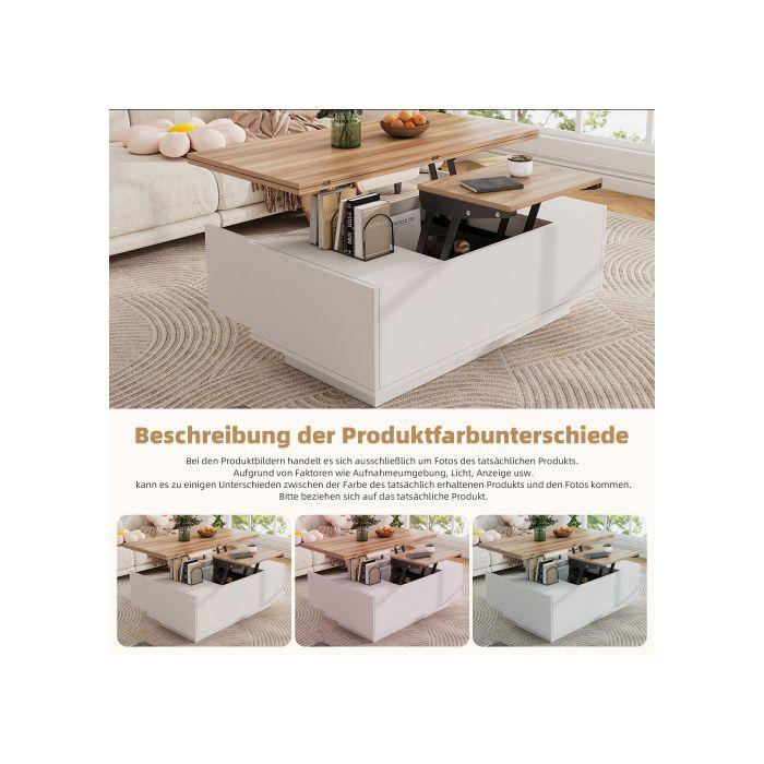 Moderner Couchtisch - MUVOE - Doppelter Hubmechanismus - Versteckter Stauraum - Max. Belastung. 50kg