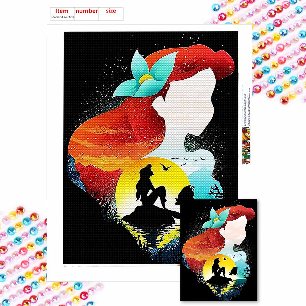 

Full Round Diamond Painting The Mermaid on The Sea Surface Art Rhinestone Picture Mosaic DIY 5D Cross Stitch Embroidery Home Decoration Round 20x30cm