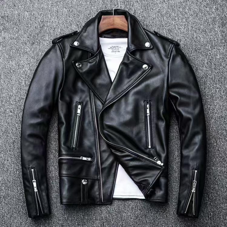 New Spring and Autumn Locomotive Men's PU Leather Jacket Regular Slim-fit Large Size Men's Leather Jacket European Station