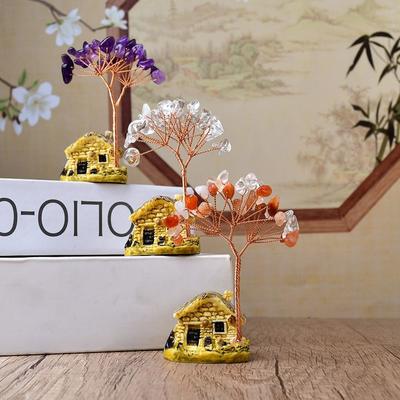 Copper Wire Natural Crystal Tree Creative Crystal Decorative Trees  Feng Shui Decor