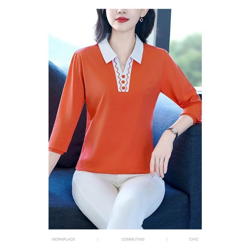 Clearance Clearance Fashion Trend Versatile Design High-end Western Style Sports Lapel Long-sleeved T-shirt
