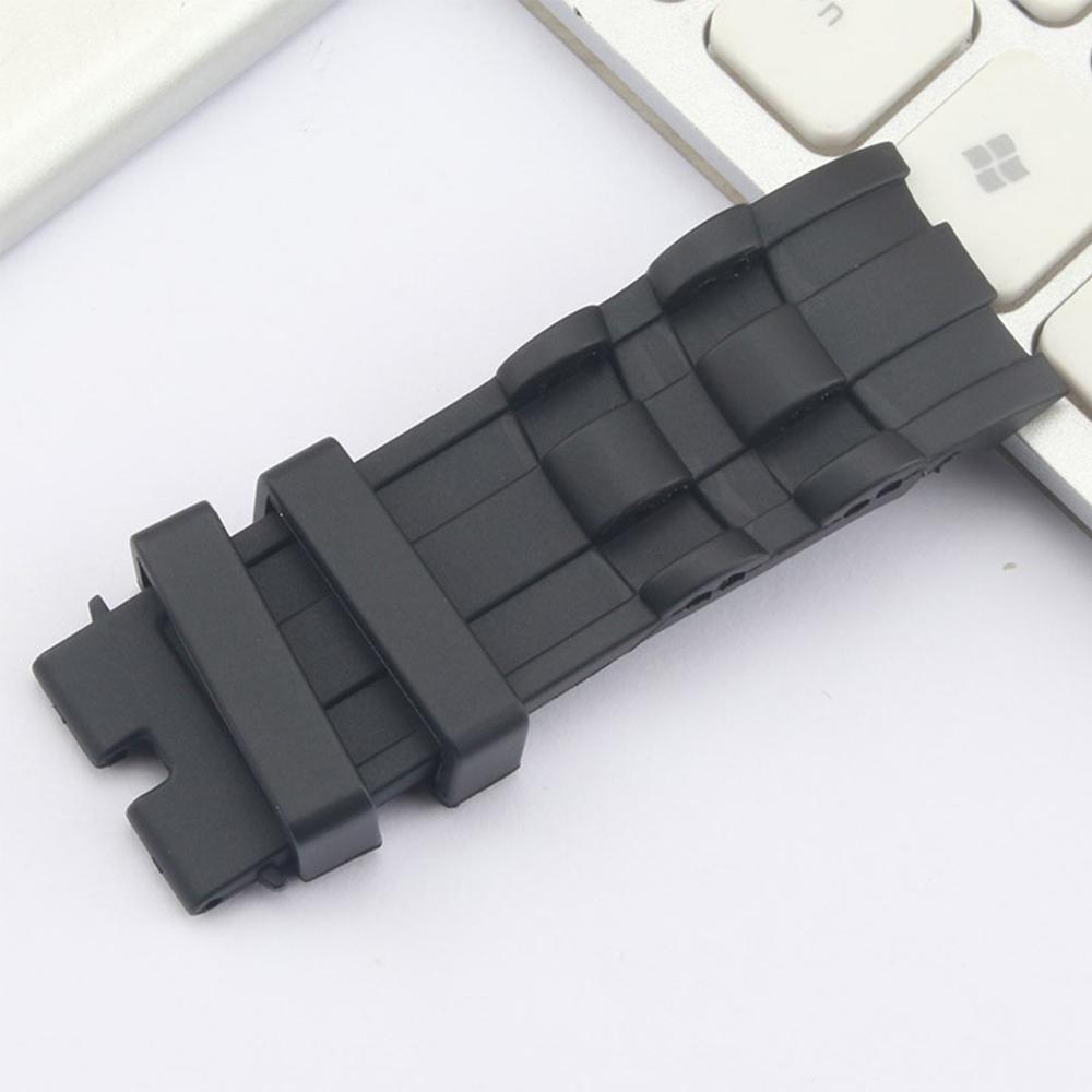 1 Pair 26Mm Rubber Black Watch Band Strap For Invicta