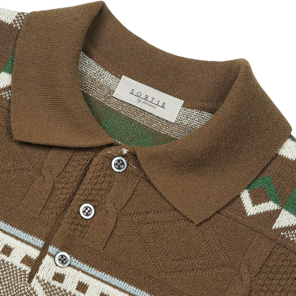 Solti Jacquard Summer Polo Knit (Brown)