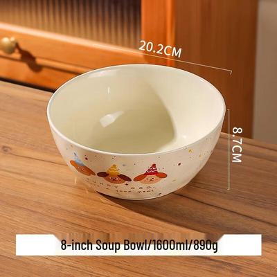 ZISIZ Cute Ceramic 8-inch Soup Bowls (2-Pack)