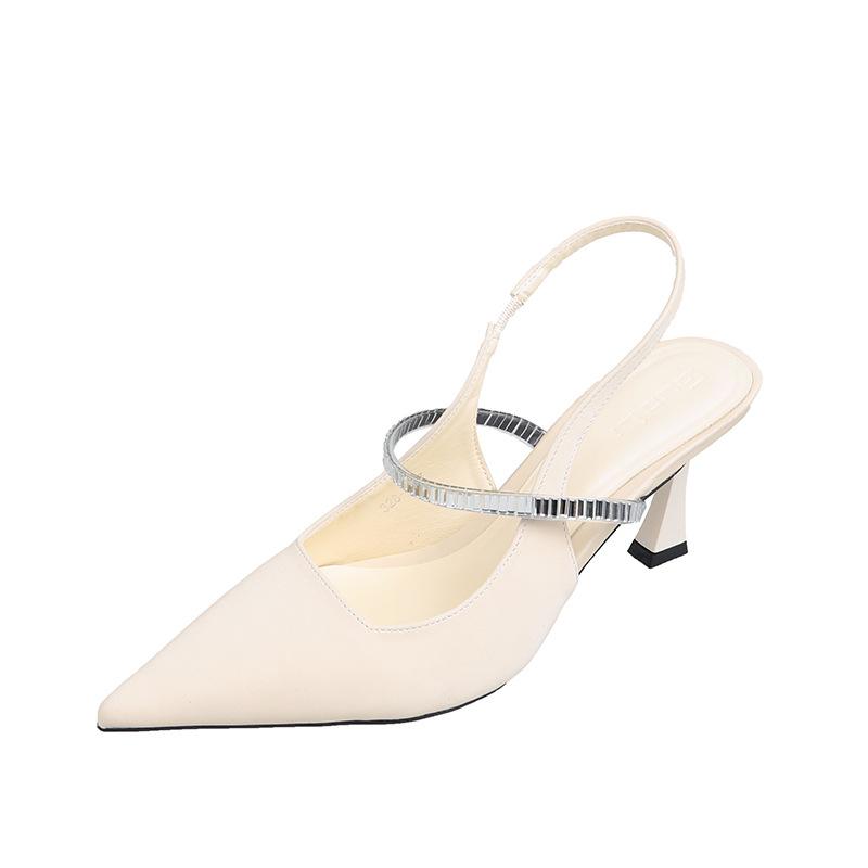 

2025 autumn new with skirt black high heels evening women s shoes French outer wear niche temperament high heels single shoes 35