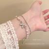 Double bow pearl stacked bracelet light luxury niche exquisite bracelet accessories student high value jewelry gift