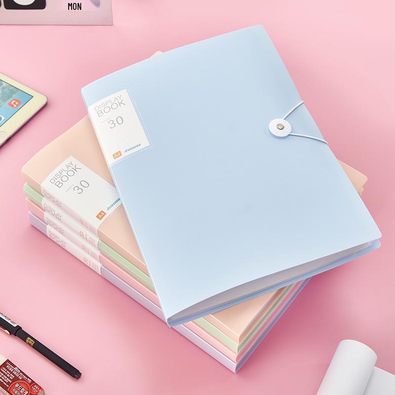 A4 Multi-Layer Transparent Data Book File Bag with String Tie and Clipboard Storage