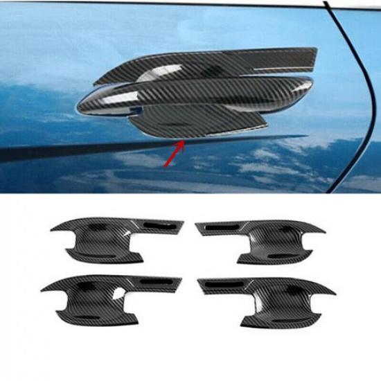 Carbon Fiber Door Handle Bowl Cover Trim For Hyundai Elantra 2021 2022 4PCS