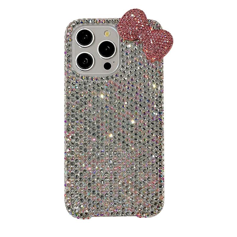Flash Diamond Rhinestone Bow Iphone17Pro For Apple 16Promax Mobile Phone Case Fashionable And Luxurious Women'S Models