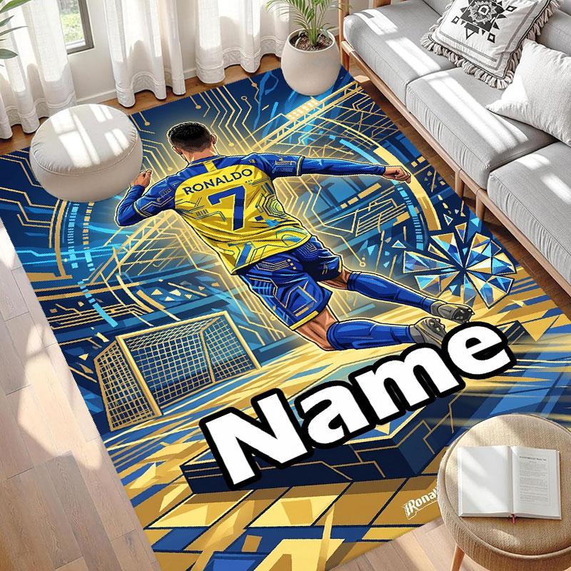Custom Name Personalized Cristiano Ronaldo Print Carpet, Versatile Home Decor Rug, for Playroom, Apartment, Balcony, Entryway, Hallway Gift