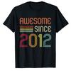 Awesome Since 2012 11th Birthday Retro T-Shirt 11 Years Old Sayings Graphic Tee Tops Short Sleeve Born-In-2012 Clothes Gifts