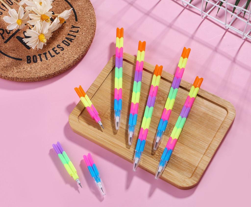 Gift Creative Rainbow Multifunctional Building Block Changing and Deformable 8 Section Pencil Student Prize Stationery Wholesale