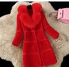 Sheep shearing autumn and winter new product splicing fur integrated medium and long imitation fox fur collar coat fur coat