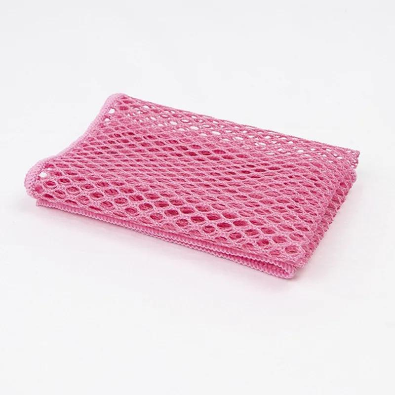 

1Pc 30x30cm Microfiber Mesh Wire Dishwashing Cloth Kitchen Brush Bowl Scouring Pads Household Cleaning Tool рожевий