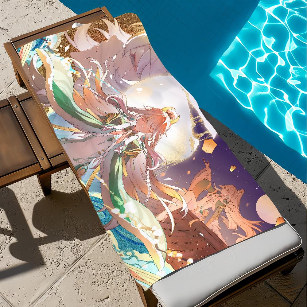 Genshin Impact Zibai Towel Beach Quick Dry Soft Pool Towels Gift for Travel Gym Shower Camping Sports