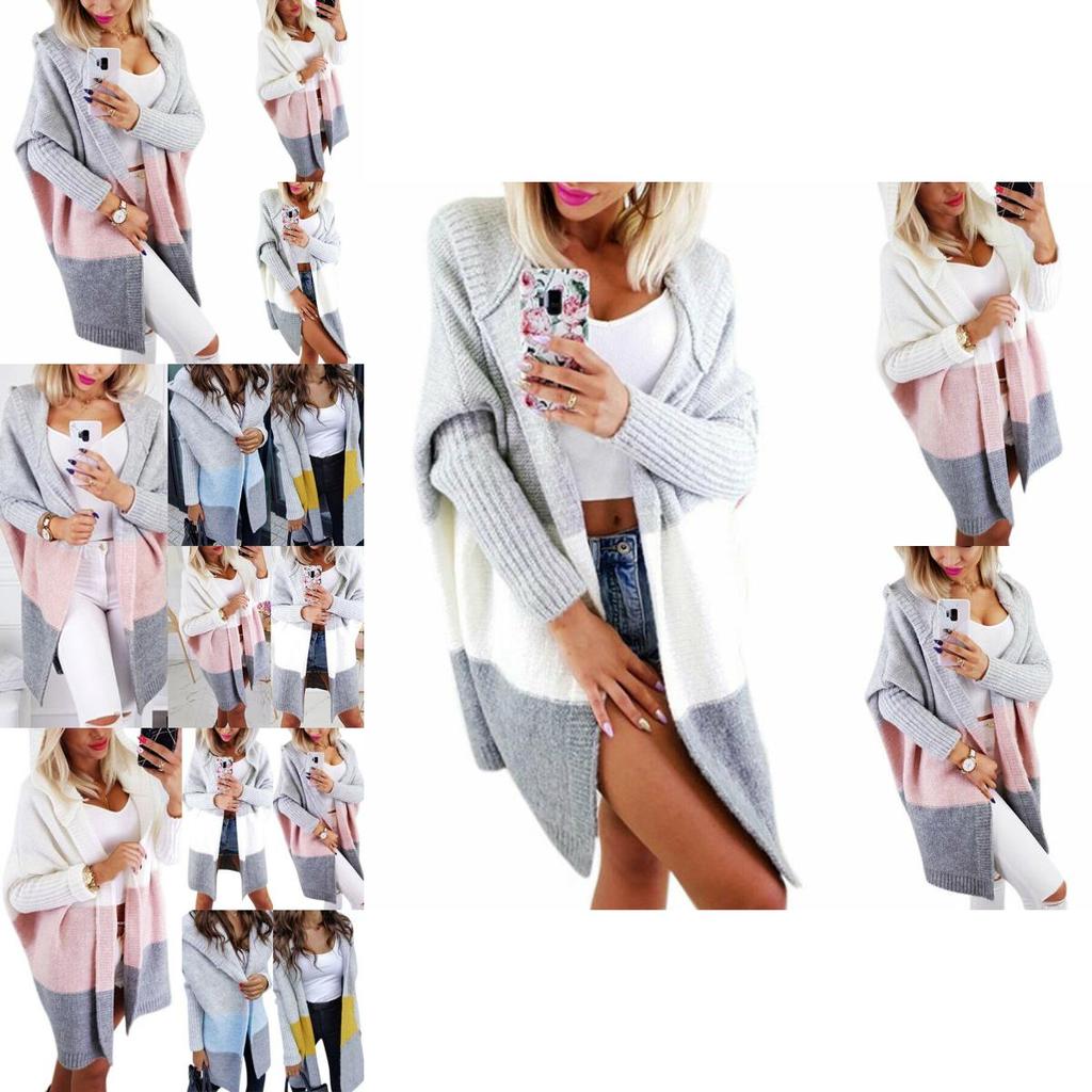 Ladies Long Hooded Cardigan Knitted Sweater Coat For Winter Casual Plus Size Style