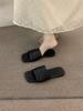 French evening red one-word slippers women's shoes wear 2025 summer vacation beach with skirt sandals