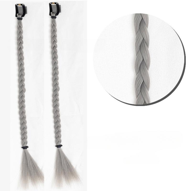 2 stücke Synthetische Perücke Zöpfe mit Clip Haar Zopf Haarverlängerungen Zubehör Ringe Dreadlocks Hip-Hop Haar Seil Lametta