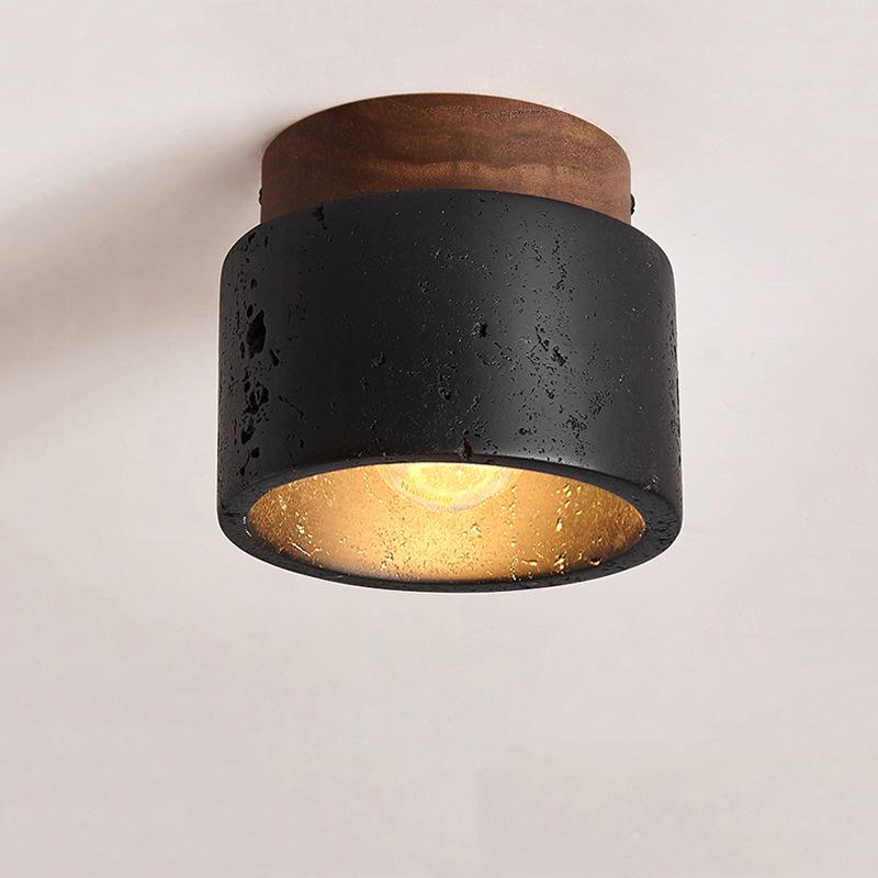 Nordic Wabi-Sabi Yellow Stone Ceiling Light for Hallways & Living Rooms