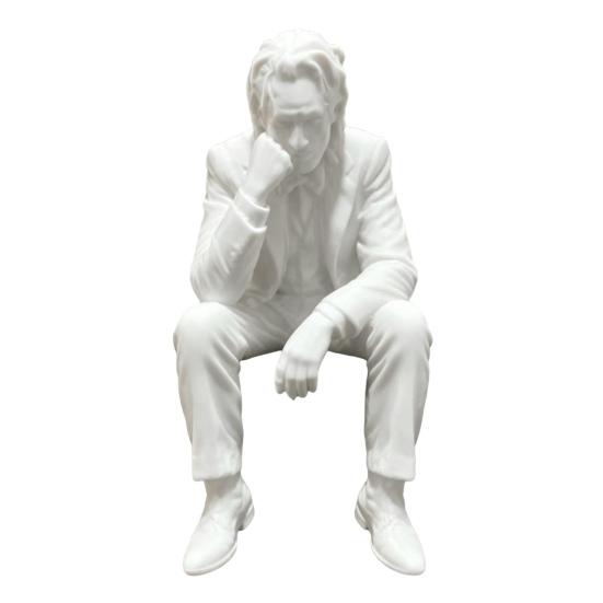 3D Printed Thinker Figurine, Small Upset Clown Shelf Sitter for Living Room Bookshelf Office Desktop Decor