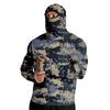 Men Digital Camouflage Print Long Sleeve Hooded Pullover with Integrated Face Covering for Outdoor Activities