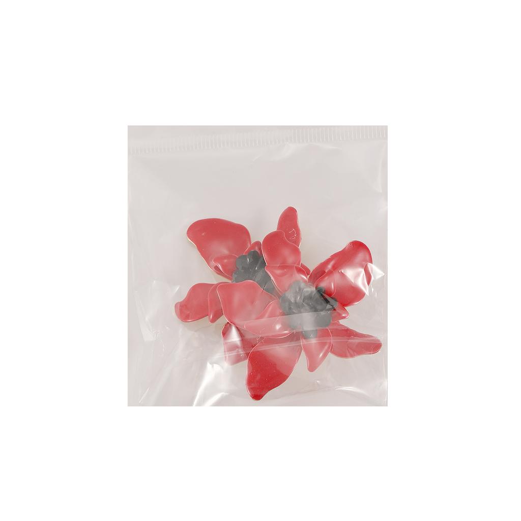 Retro three-dimensional floral earrings with large petals, red black core earrings with large flowers, summer vacation style