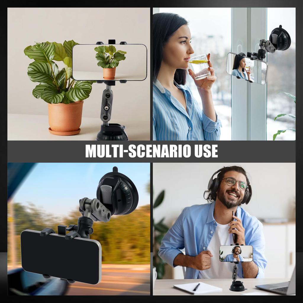 Car Phone Holder 360° Rotating Suction Cup Car Phone Mount with Telescopic Arm Universal Cell Phone Bracket Stable Dash Phone