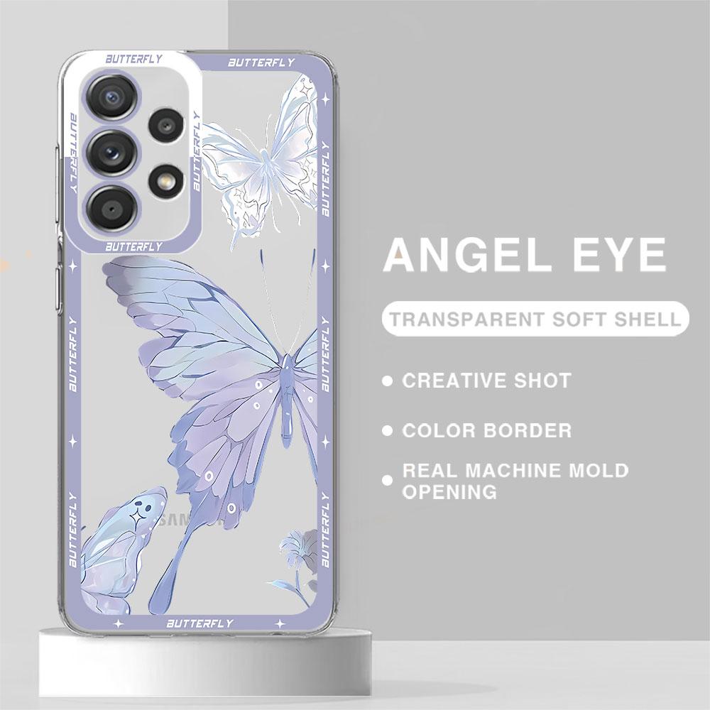 Cases Case for Samsung Galaxy A34 A54 A14 4G A25 A33 A23 A13 A15 A24 A73 5G Cover Beautiful Butterfly Art Transparent Soft