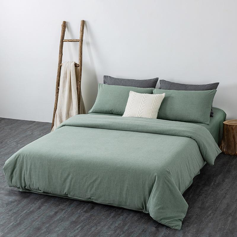 

1Set Cotton Washed Four- piece set Solid Color Duvet Cover Bed Sheets Duvet Covers Homestay Bedding Home Textiles 120X 200cm трава зеленый