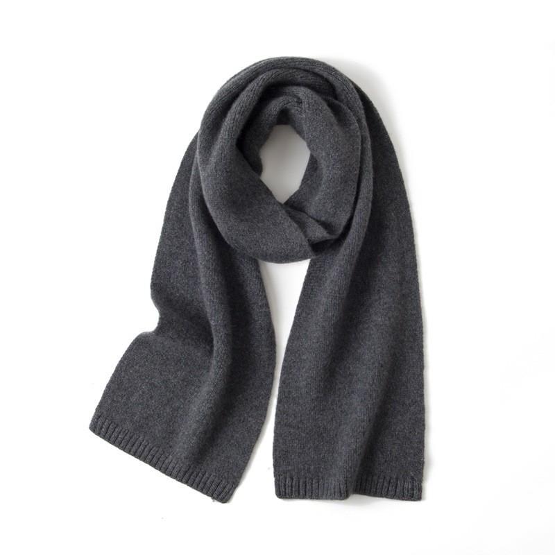 

100% Cashmere Solid Color Korean Fashion College Scarf - Warm & Versatile for Couples 150cm темно-сірий