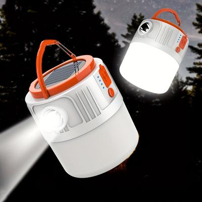1 szt. Solarna ładowalna i ładowana przez USB lampa kempingowa z funkcją power banku, żarówka LED, awaryjna na zewnątrz, ogród, namiot