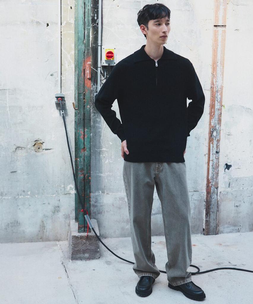 SHIFT.G Washed Wide Denim Pants Khaki