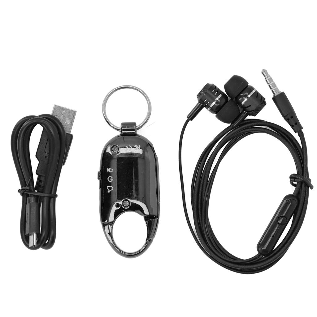 Audio Recorder Micro Keychain 16 GB 15H Voice Capture Pendant Voice Recorder WAV Black