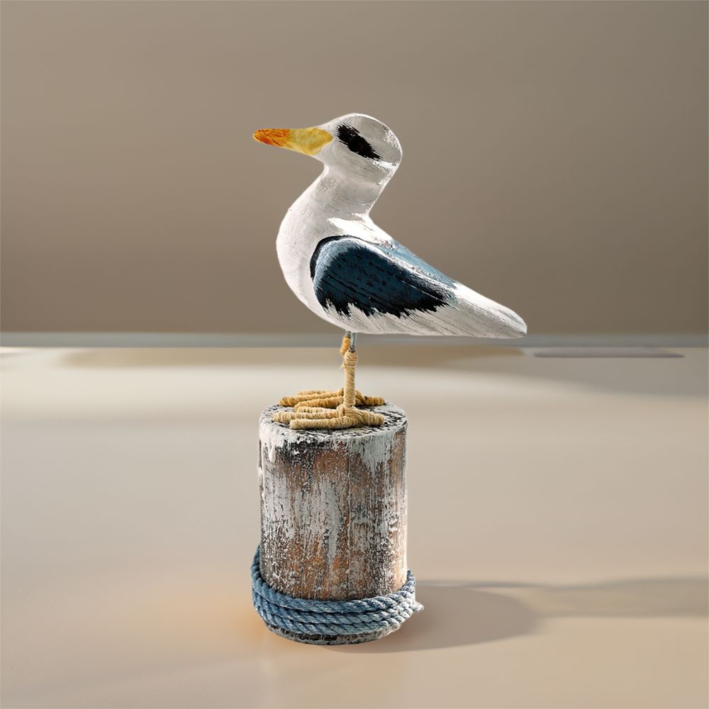 Handgjord TräMås Hantverk Medelhavsstil Måsmodell Sjöfågelprydnad Heminredning