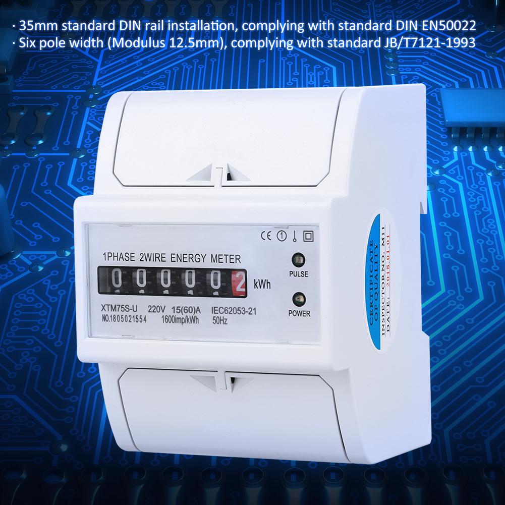220V Digital 1 phase 2 Wire 4P Din Rail Electric Meter Electronic KWh Meter(5(30)A)