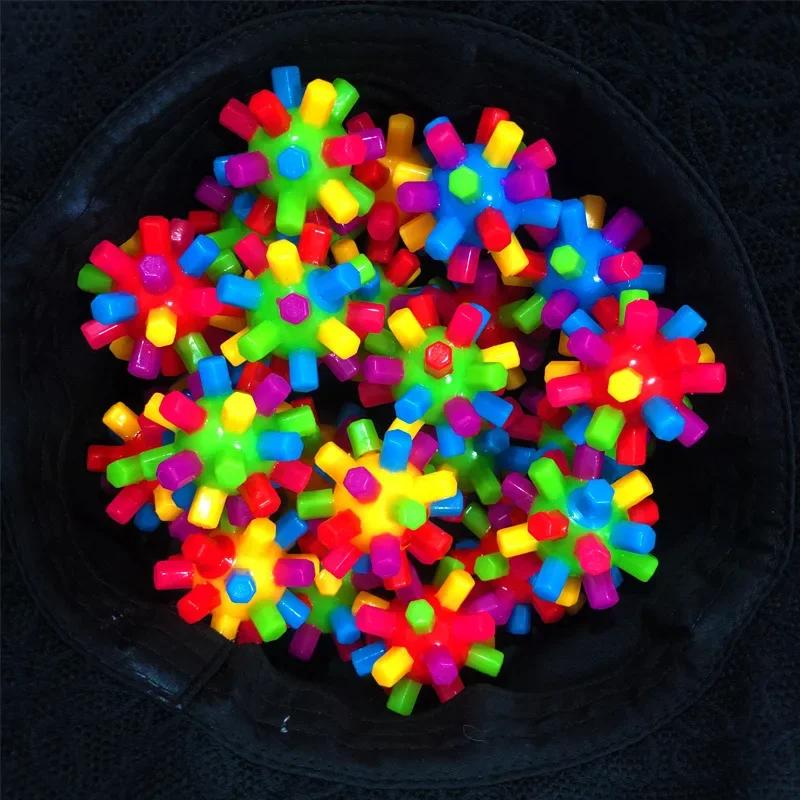 Non-Toxic Colorful Ball Sensory Ability Training Puzzle Elastic Rainbow Ball Toys Stress Relieving Outdoor Sports Balls Toy Birthday Gift