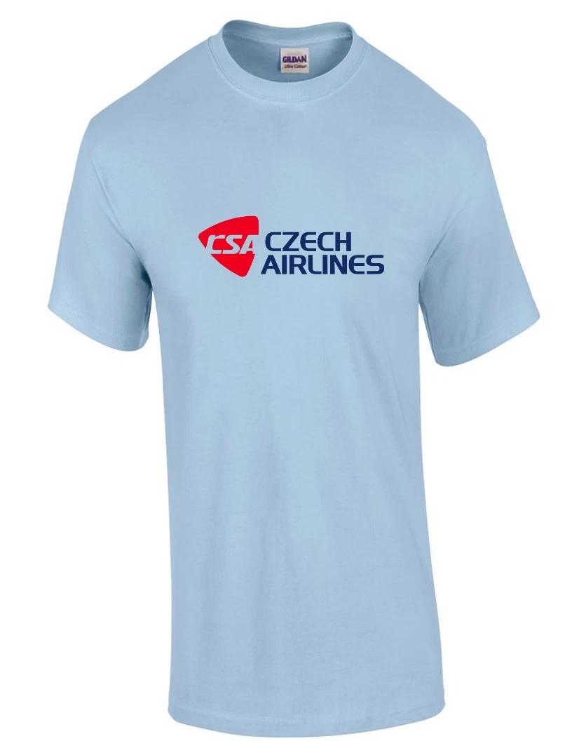 Czech Airlines Red Blue Logo Czechoslovakian Airline Light Blue Cotton T-Shirt S