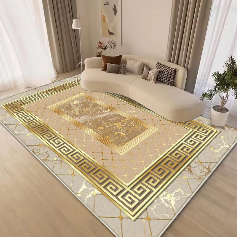 Chinese Carpets Washable Non-slip Retro Gold Large Rugs Light Luxury Rug Mat for Living Room Bedroom Floor