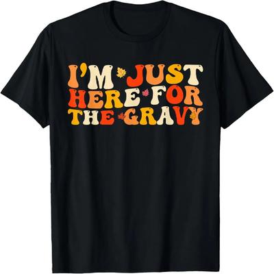 Ich bin nur wegen der Soße da Lustiges Retro Thanksgiving Herbst T-Shirt