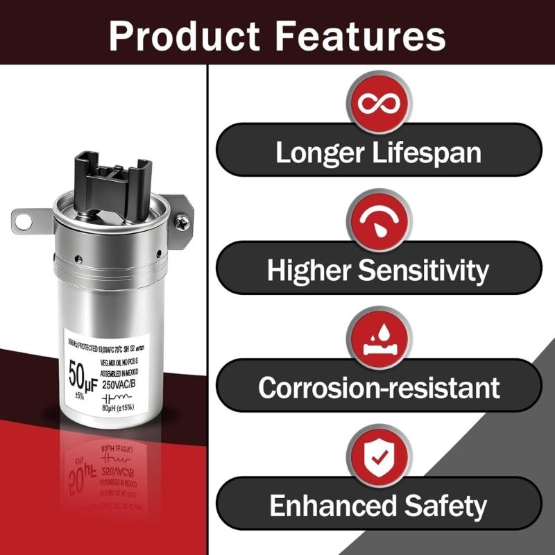 W11395618 Washer Dryer Capacitor 50µF 250V for W10866250 W11315694 W11162560 W10625046 4931353 PS12731163 W10843769