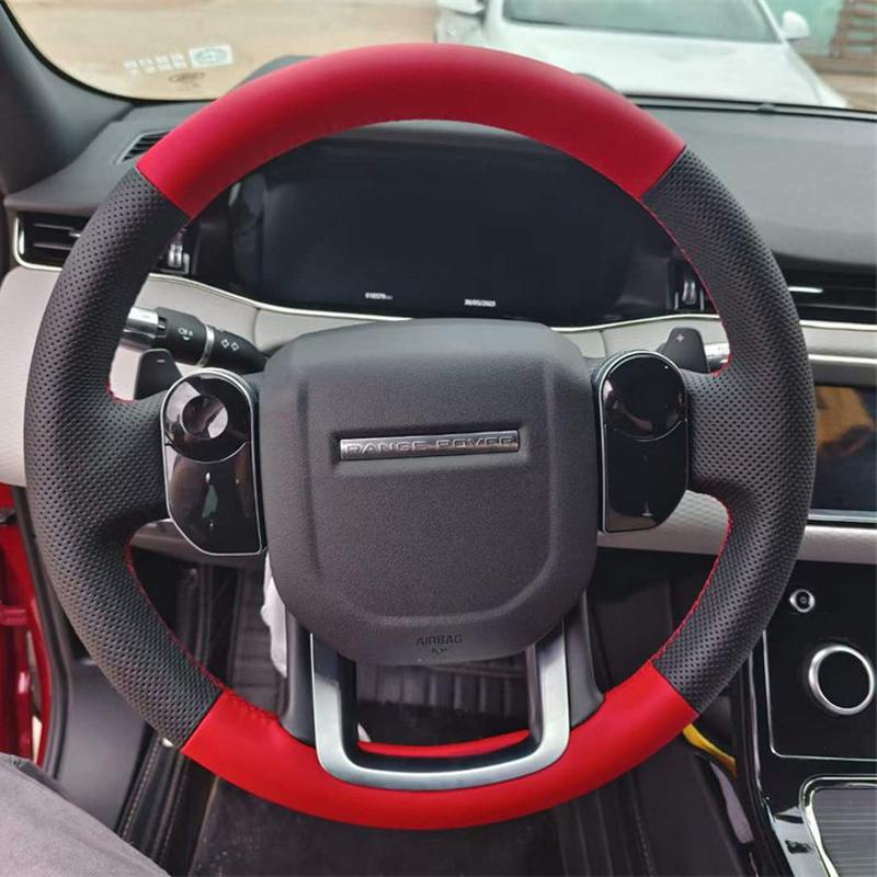 Leather for Land Rover Range Rover Velar 17-22 Range Rover Evoque  Discovery Sport Hand Sewing Car Steering Wheel Cover