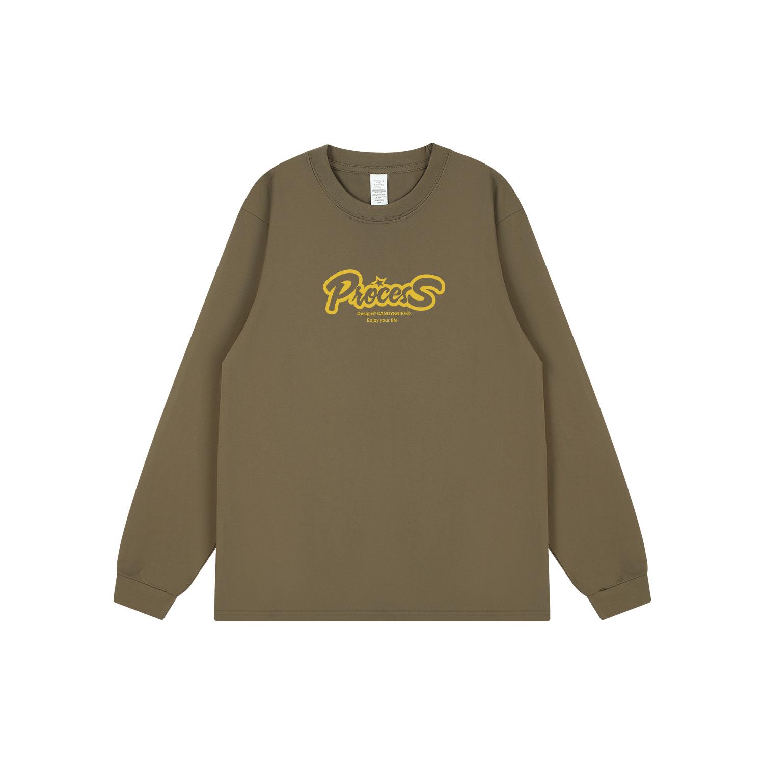

Hong Kong Retro Letter Print Unisex Loose-Fit Cotton Long Sleeve T-Shirt 3XL