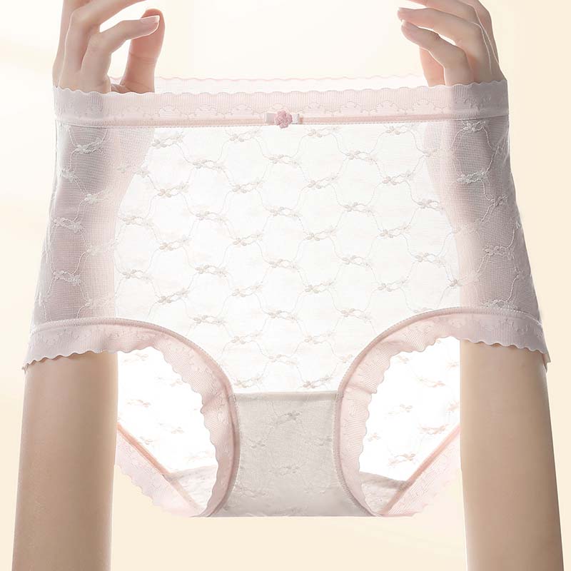 Fentenggan 10A Antibacterial 3-Piece Set Sexy and Sexy Lace High Elasticity 100% Cotton Crotch High Waist Underwear for Women